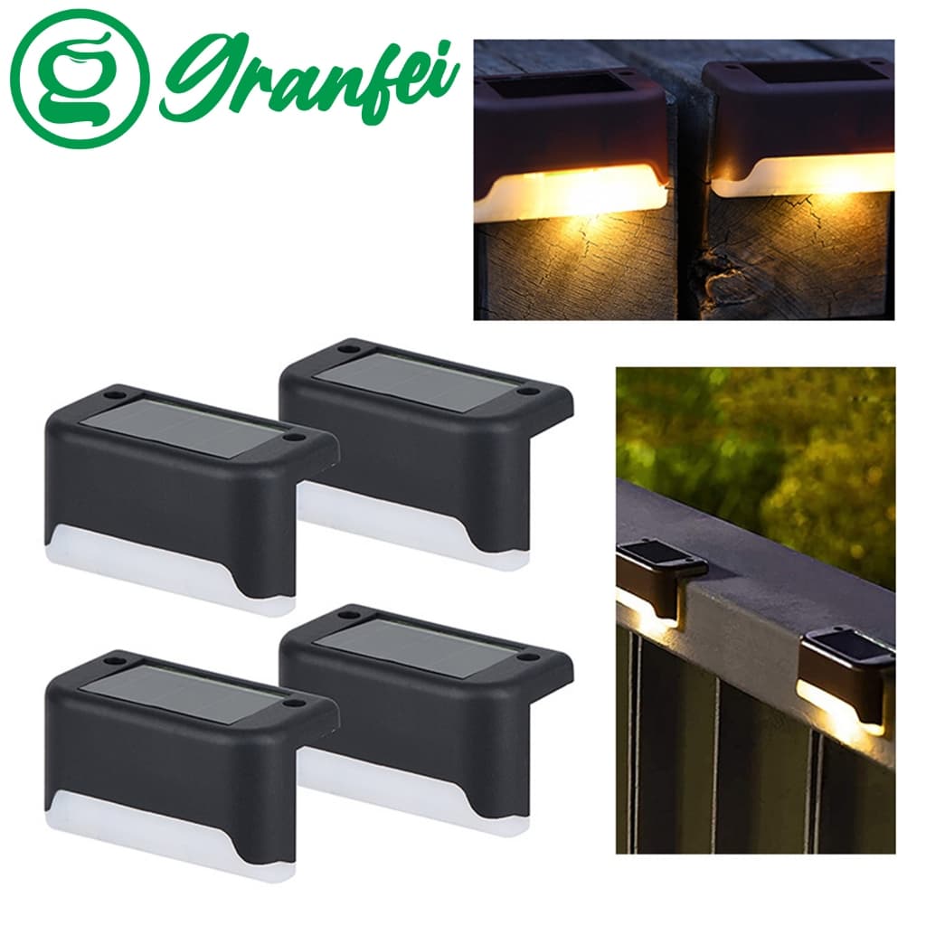 Kit 4-12 Luminária Solar LED Arandela Sobrepor IP65 Preto Branco Quente