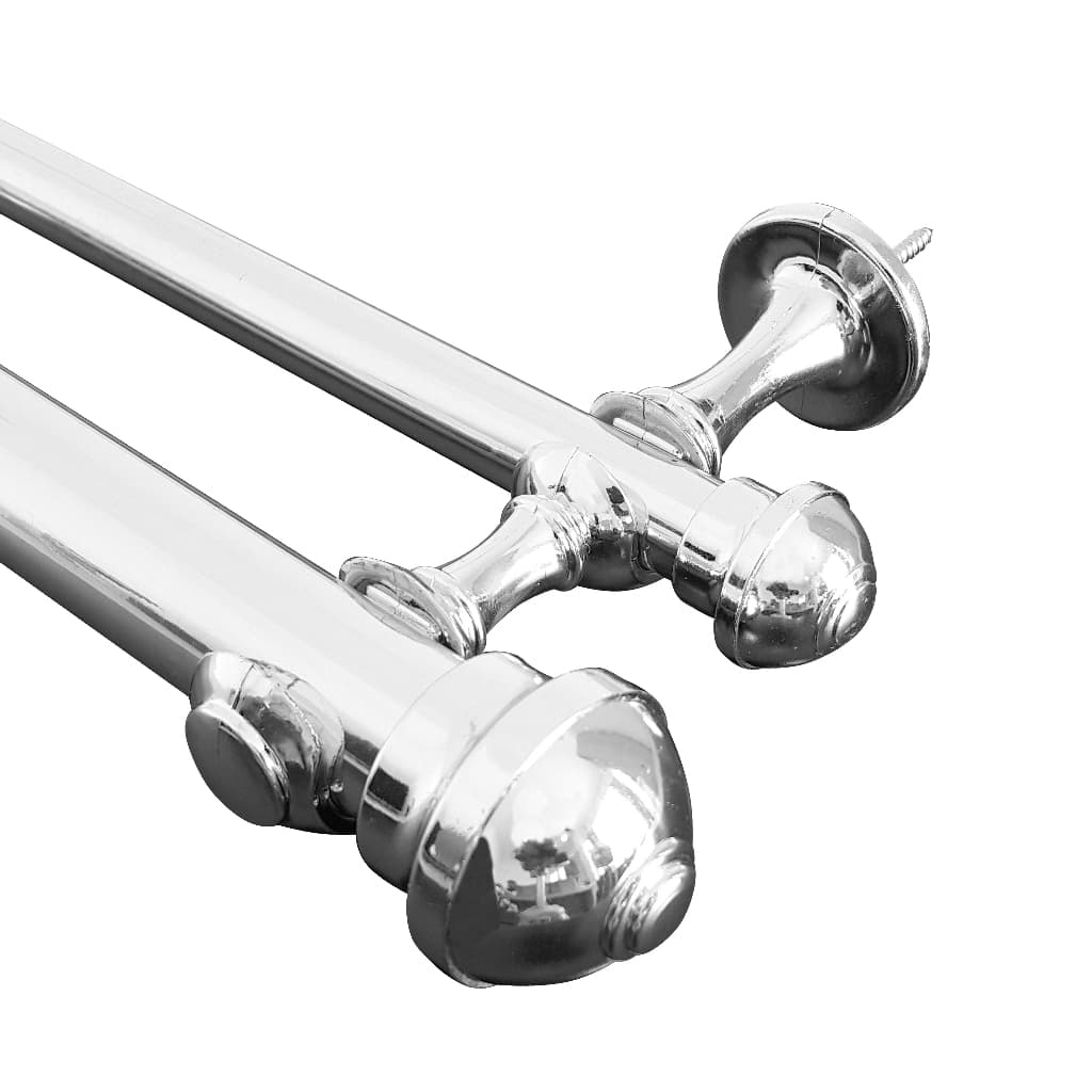 Varão de cortina duplo 28/19mm em metal, acabamento brilhante, esferas polidas