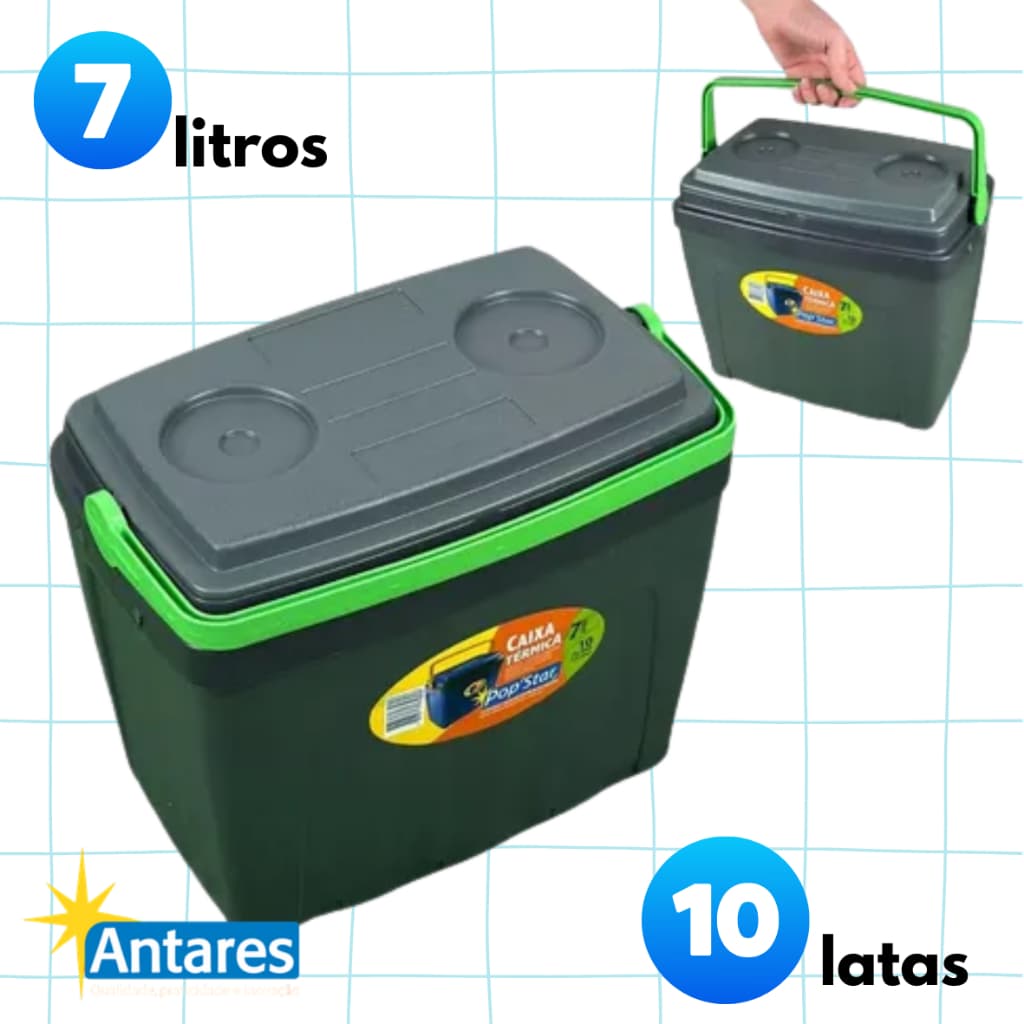 Caixa Térmica Cooler 7 Litros 10 Latas | Pequena Portátil | Resistente | Conservador Térmico Praia