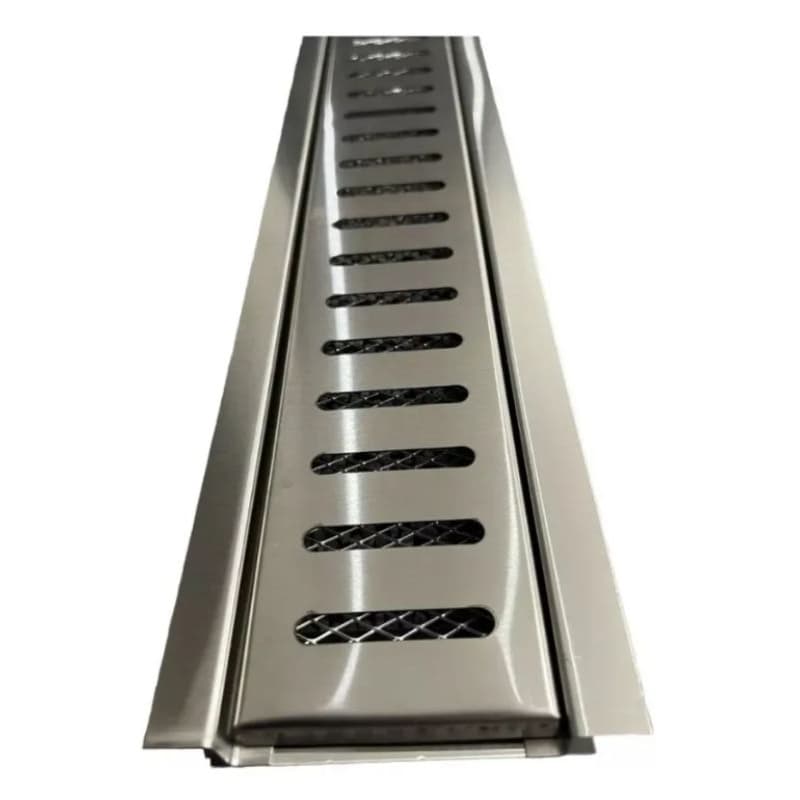 Grelha de ralo inoxidável 10x100 cm com tela anti-inseto para áreas externas