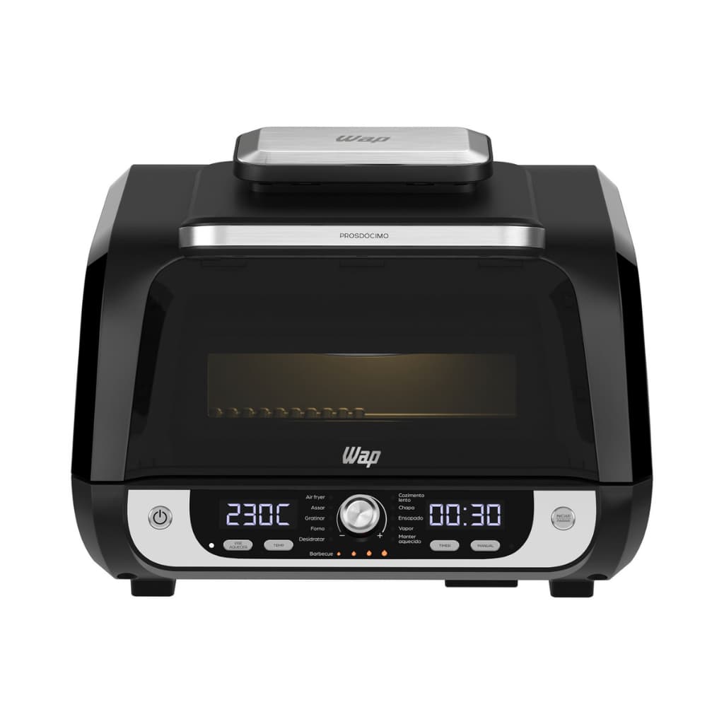 Fritadeira Air Fryer Barbecue Digital WAP 12 Funções 220V, preto, controles frontais, visor digital