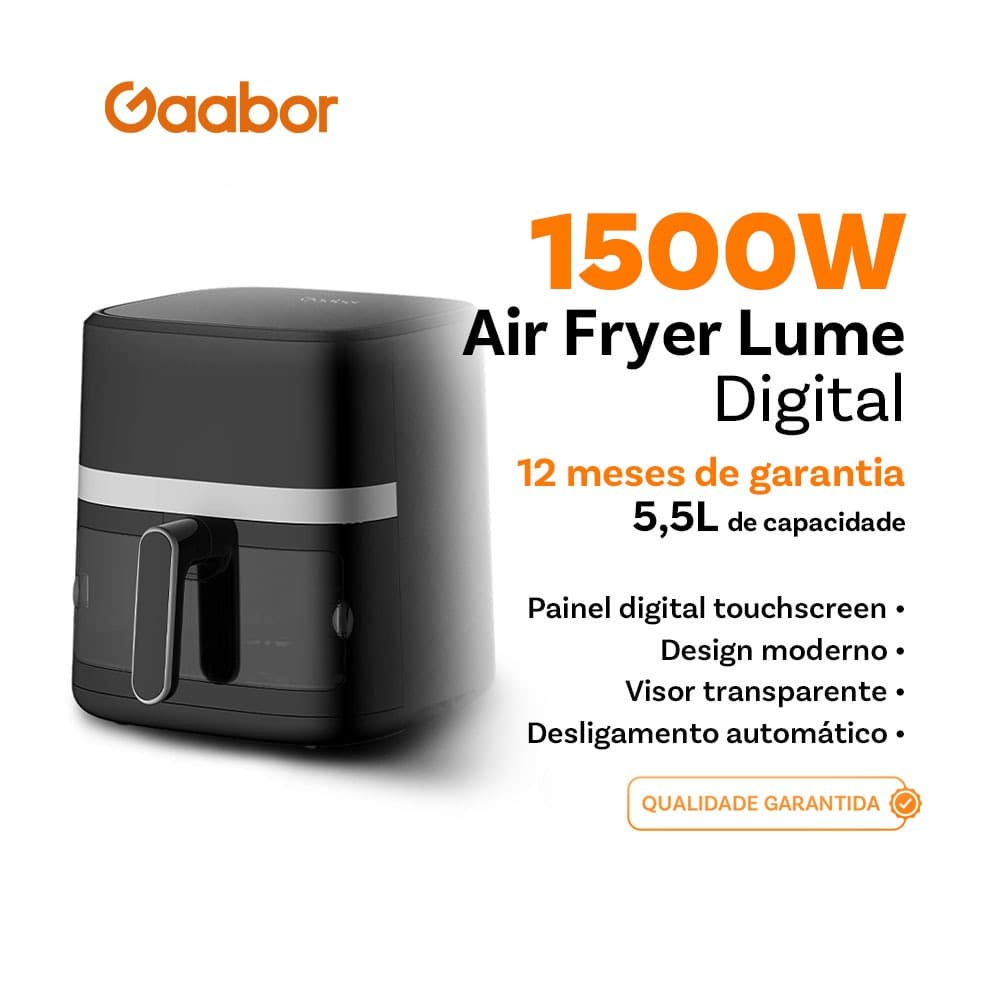 Fritadeira Elétrica Digital Gaabor AF65T-BK01 com Visor Transparente 5,5L 1500W
