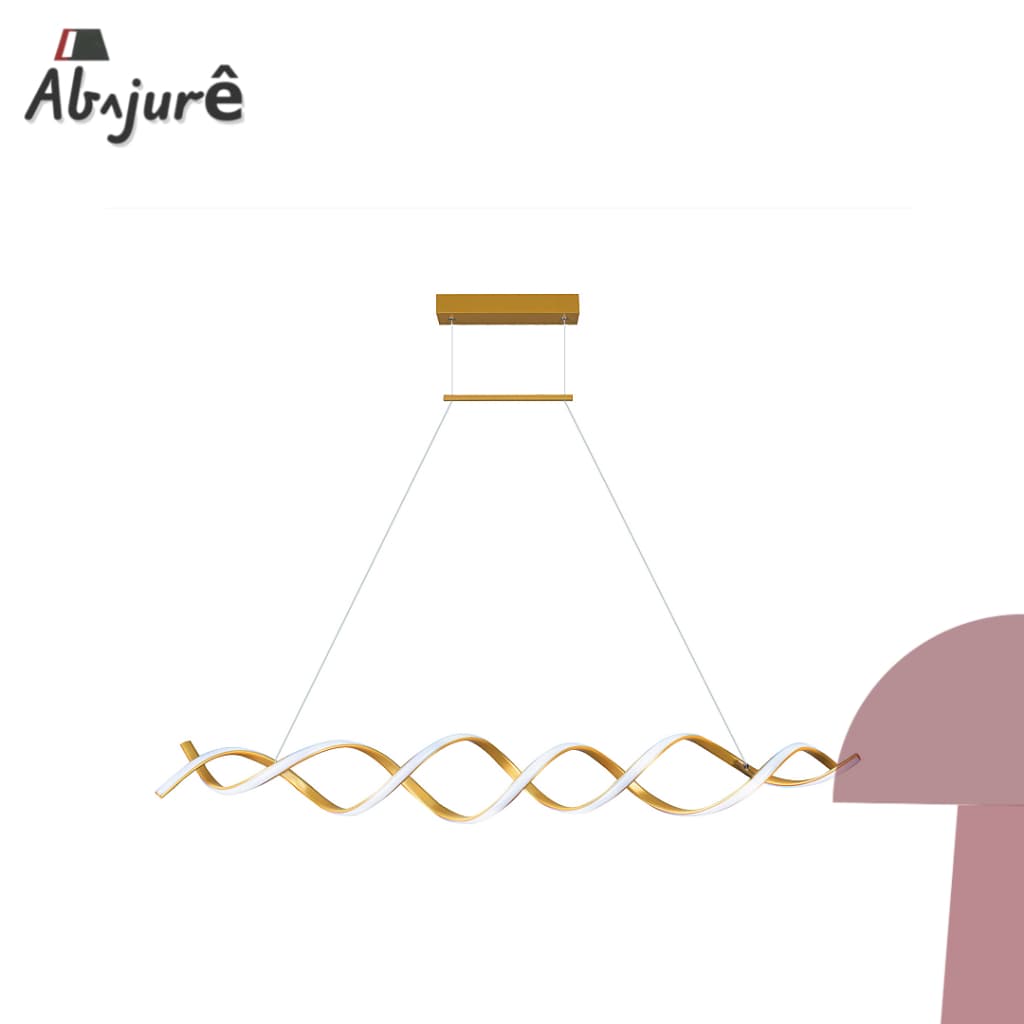 Pendente Infinito Genético Espiral Moderno Minimalista Linear Dourado LED 3 EM 1 Cinderella Decor
