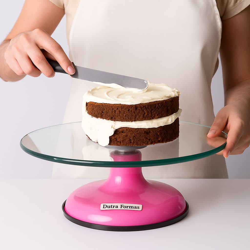 Bailarina Para Bolo Giratória 35 cm De Vidro Profissional Rolamento Duplo