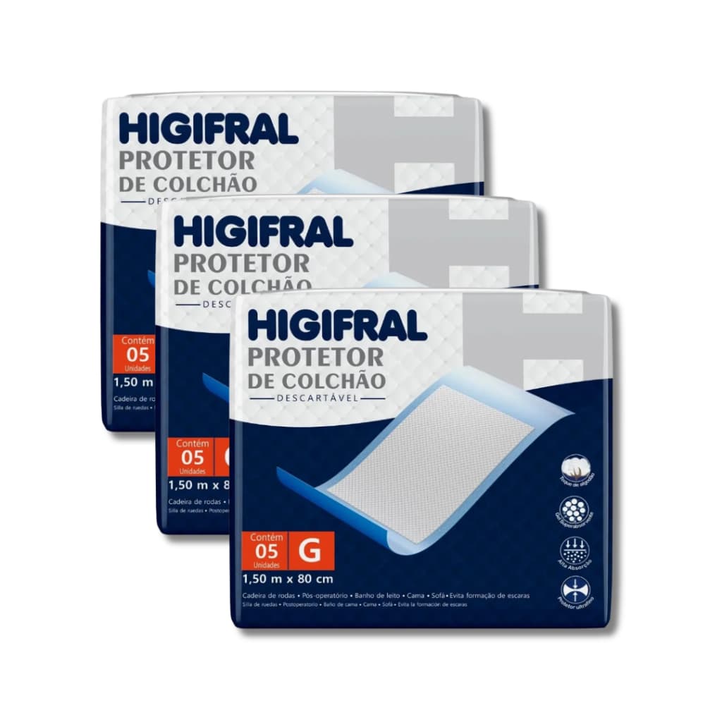 Kit 3 Protetor De Colchão Lençol Descartável Geriatrico Higifral Higifral