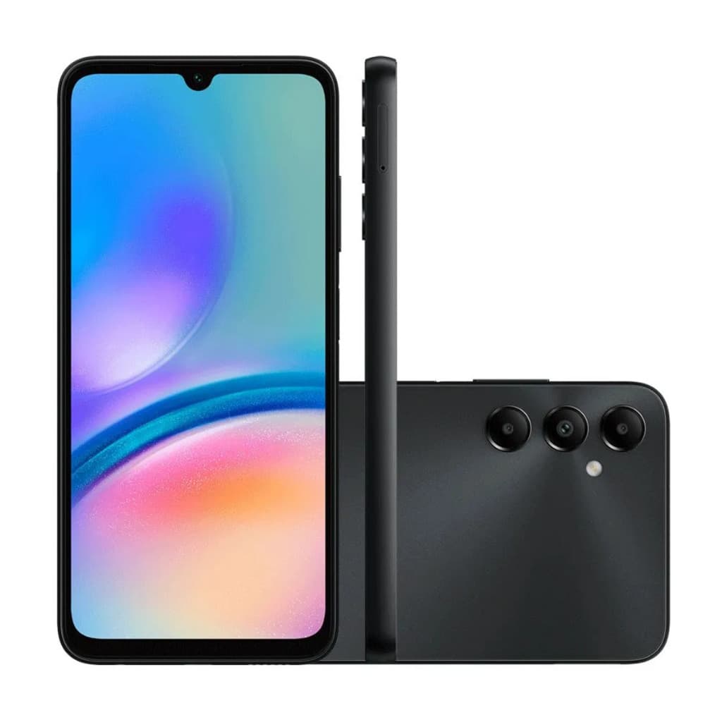 Imagem do smartphone Samsung Galaxy A05s, 128GB, 6GB RAM, câmera tripla 50MP, tela 6.7 polegadas, 4G, cor preto
