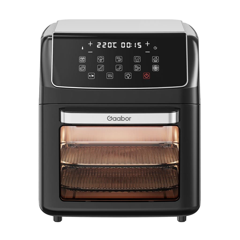 Fogão elétrico Gaabor Air Fryer Oven preto com controles digitais e capacidade de 12 litros