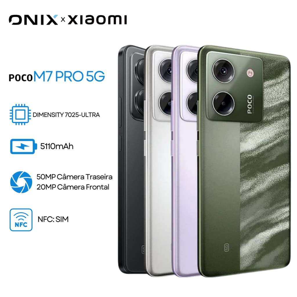 POCO M7 Pro 5G, 256GB/512GB e 8/12GB RAM,Câmera 50MP, Processador Dimensity 7025-Ultra, Bateria de 5110mAh Versão Global