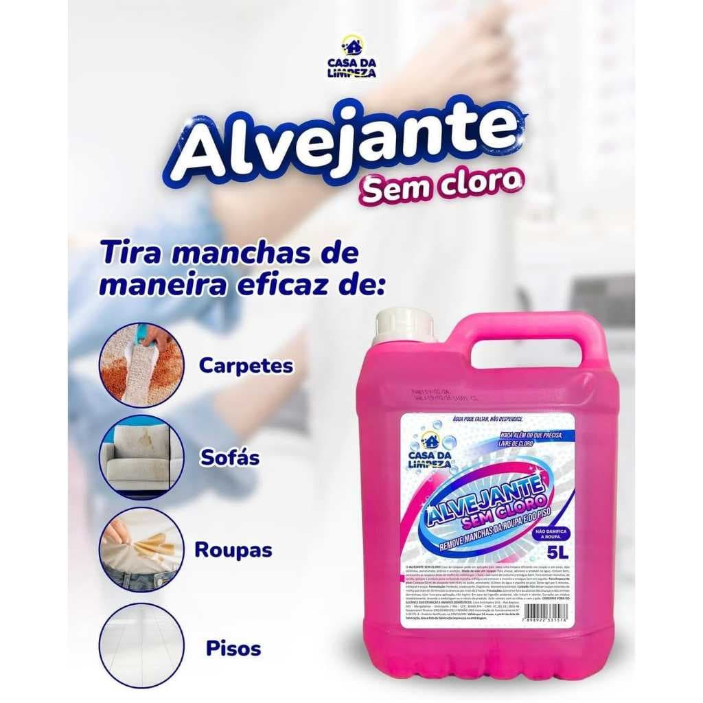 PRODUTO PARA LIMPEZA ALVEJANTE SEM CLORO CASA DA LIMPEZA DE 5L