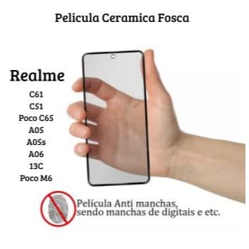 Película protetora transparente para smartphones compatível com modelos Realme C61, C51, Xiaomi Poco C65, Poco M6, 13C, A05, A05s, A06.