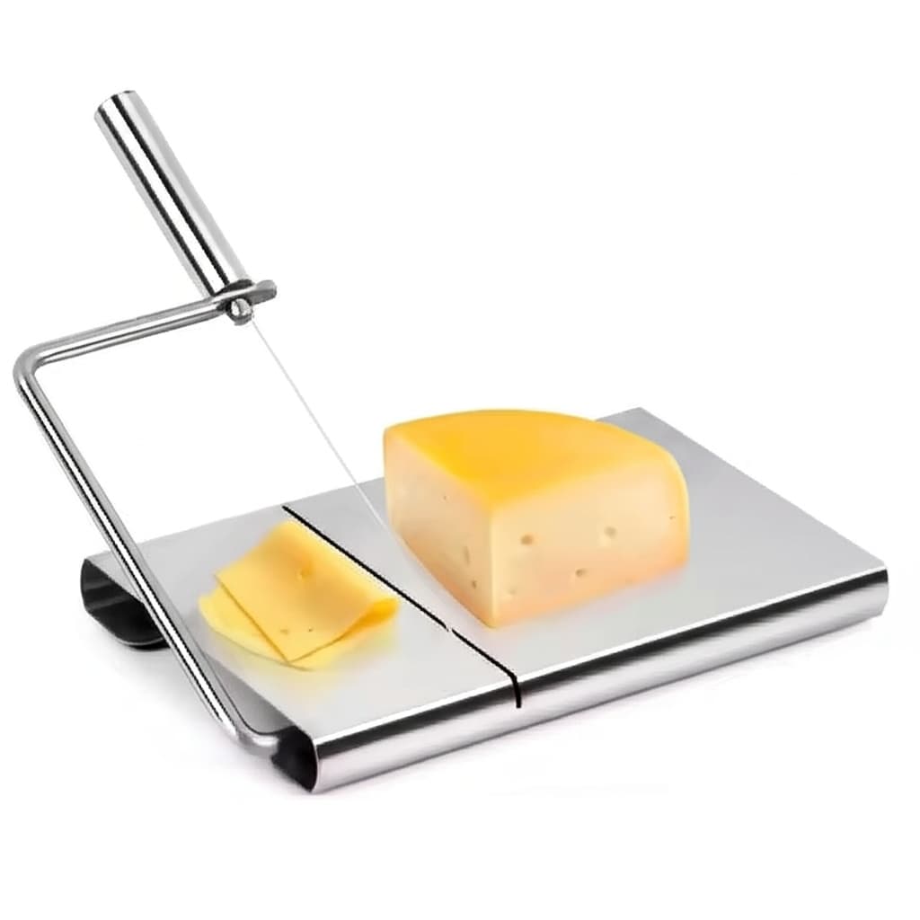 Cortador de queijo profissional em aço inoxidável com fio para queijos, frutas, frios e legumes