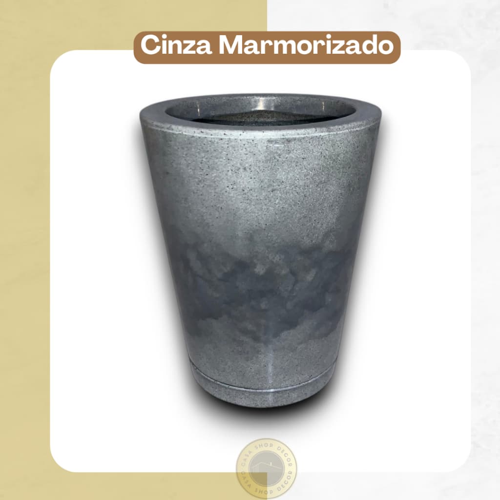 Vaso decorativo para plantas coluna cinza marmorizado