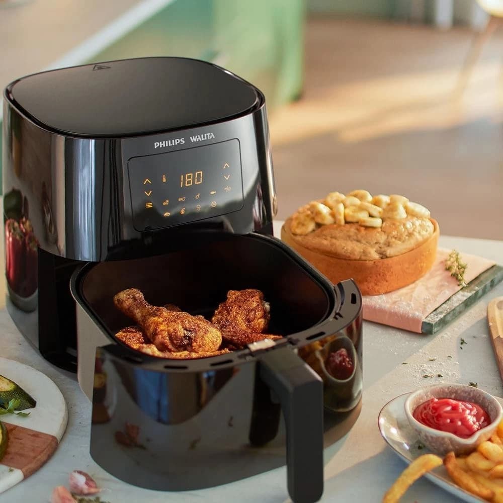 Fritadeira Elétrica Philips Walita Série 3000 6,2L 2000W RI9270 Touch Screen Preta Wi-Fi 127V