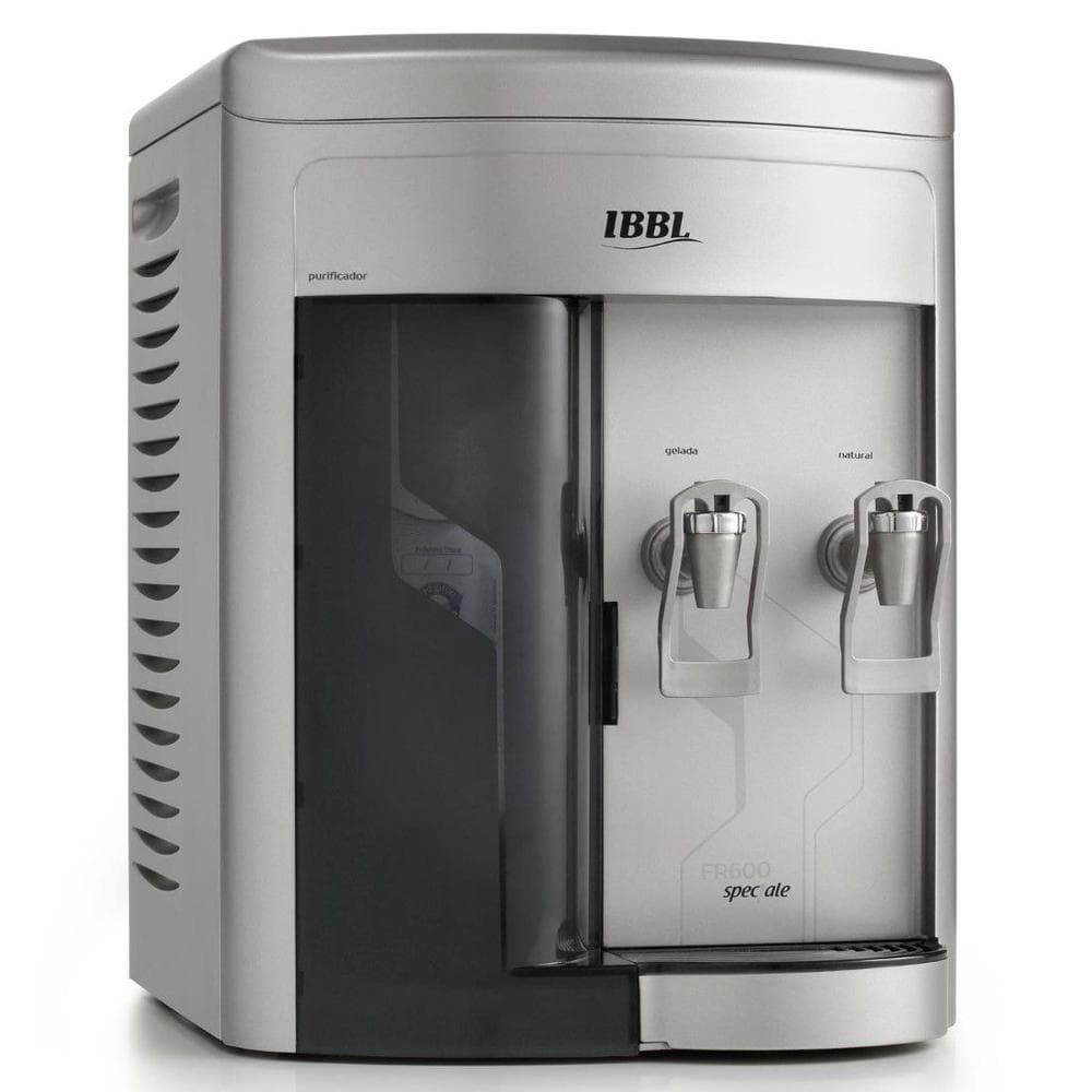 Purificador de água IBBL Speciale FR600 Prata, aço inoxidável e vidro preto, fundo branco