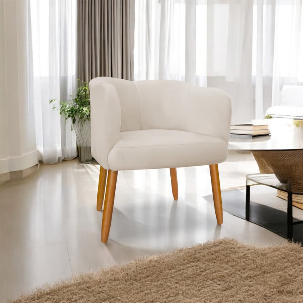Poltrona para Recepção Ashley Veludo Pés Palito - Poltrona para Sala - Poltrona para Manicure - Poltrona para Salão