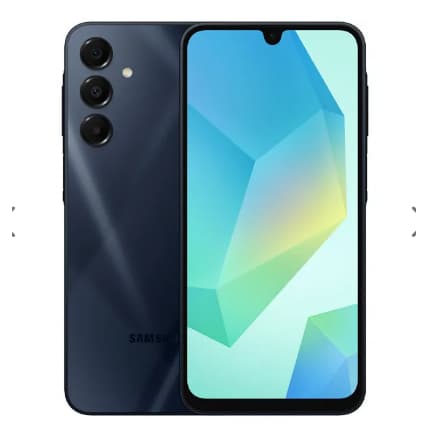 Smartphone Samsung Galaxy A16 SM-A165M preto com tela de 6.7 polegadas e câmera quadrada