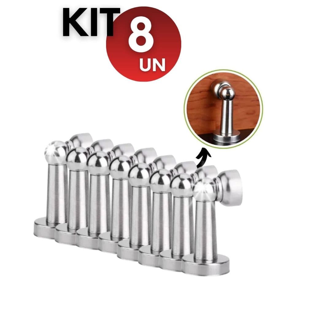 Kit 8 travas porta magnéticas aço inox cromado