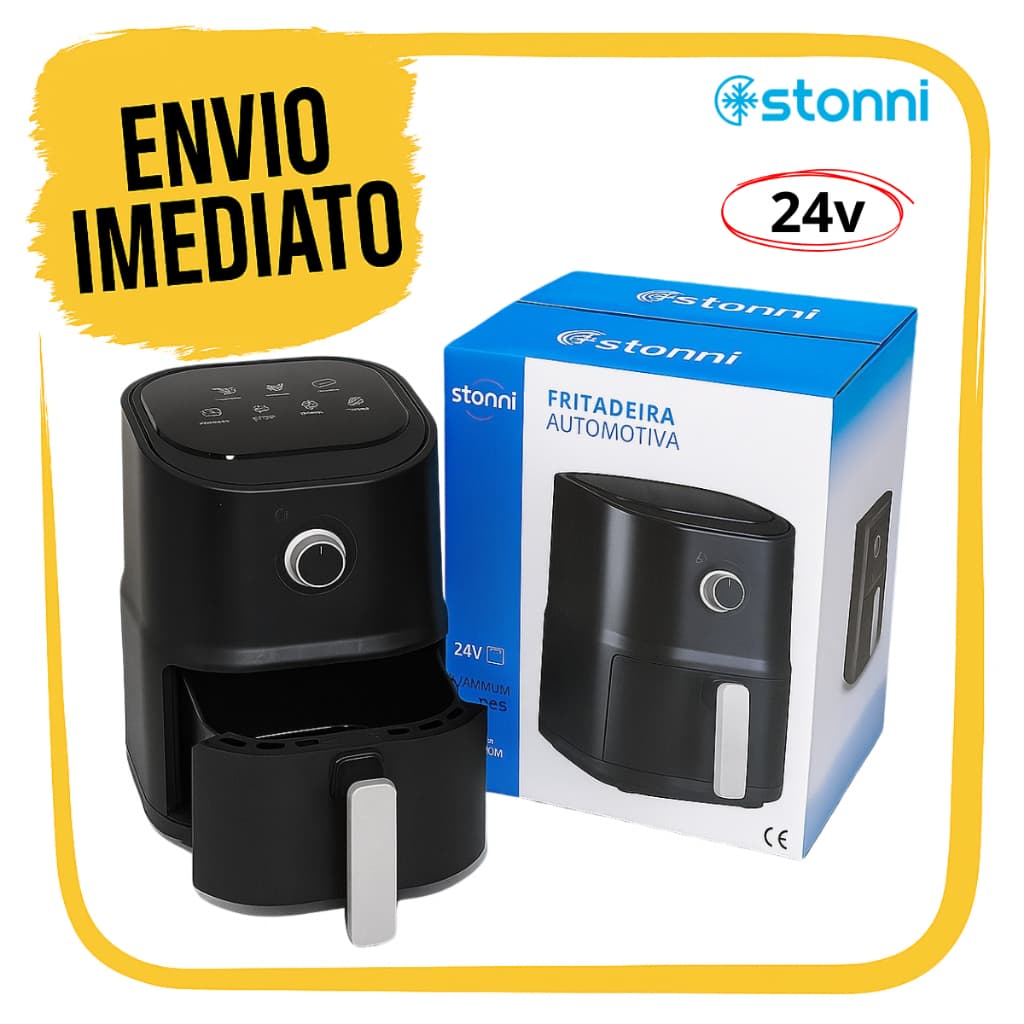 Panela Elétrica Air Fryer 24V 3L para Caminhão, Carro, Motorhome e Viagem Portátil e Econômica