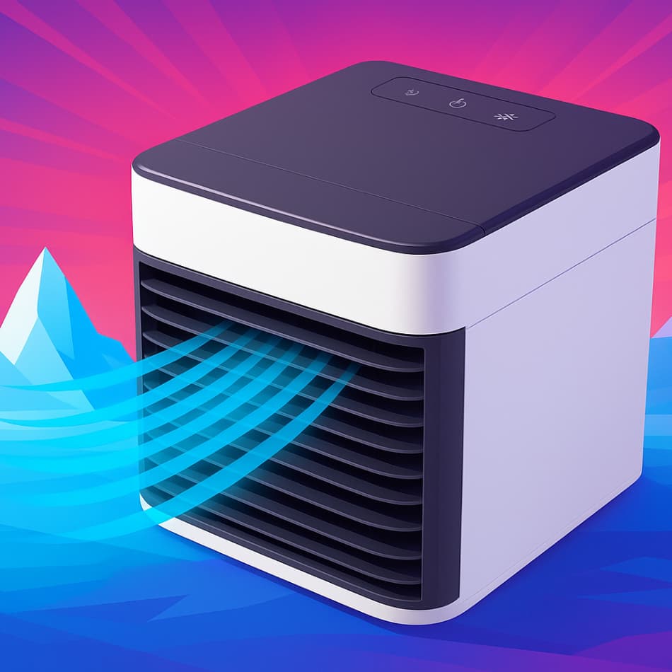 Ar Condicionado Portátil 3 em 1 com Ventilador e Umidificador - Branco e Preto