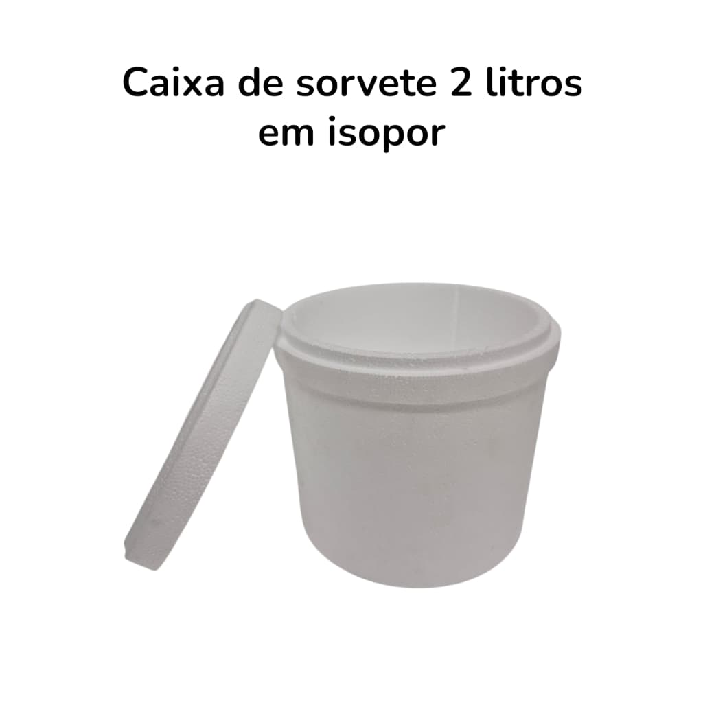 Caixa térmica para sorvete em isopor EPS  sorvete, açaí sobremesas geladas 2 litros redonda