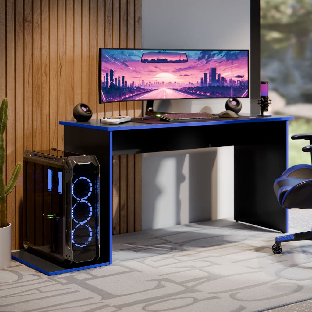 Mesa Escrivaninha Gamer Madri com Suporte para 2 Monitores e CPU, Estilo Moderno