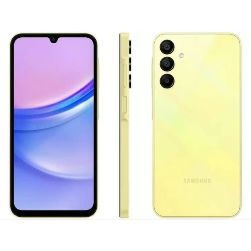Samsung Galaxy A15 5G, smartphone verde-claro, câmera quádrupla, logo Samsung
