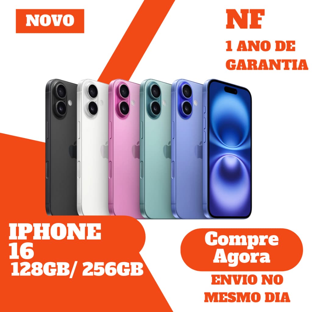 Smartphone Apple iPhone 16 5G 128GB / 256GB Plus Novo Original Garantia Nota Fiscal