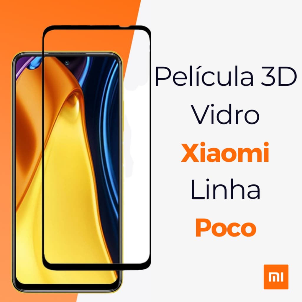 Película protetora de vidro 3D para smartphones Xiaomi Linha Poco