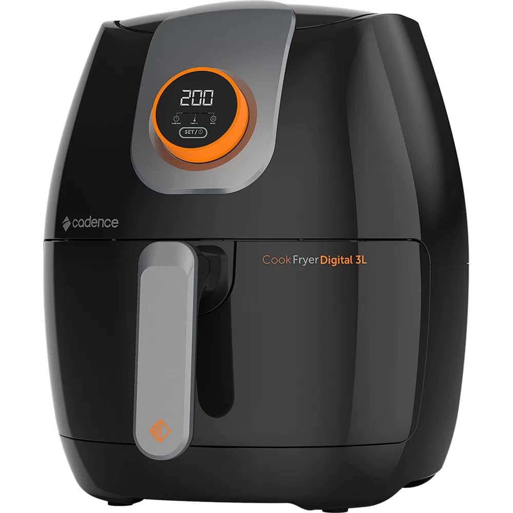 Fritadeira Elétrica Digital sem Óleo 3L Cadence Cook Fryer Preta 1250W 220V