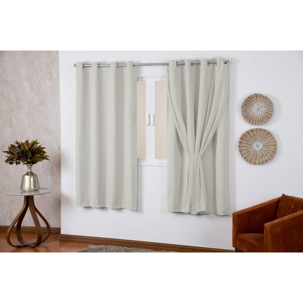Cortina de linho gaze com forro blackout cinza para janela