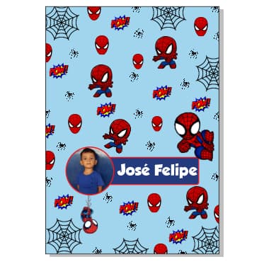 Toalha de banho infantil personalizada com estampa do Homem-Aranha, nome José Felipe
