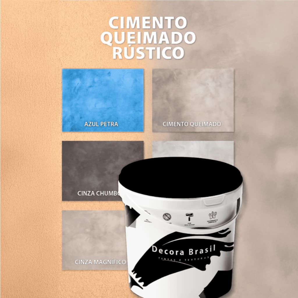 Decora Fácil Cimento Rústico 3,6 | Cor Azul, Cimento Queimado, Cinza Chumbo Magnífico, Concreto