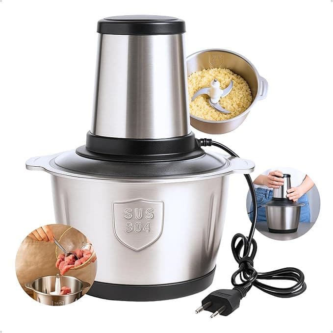 Moedor processador elétrico potente 3L 850W aço inoxidável para carnes e temperos