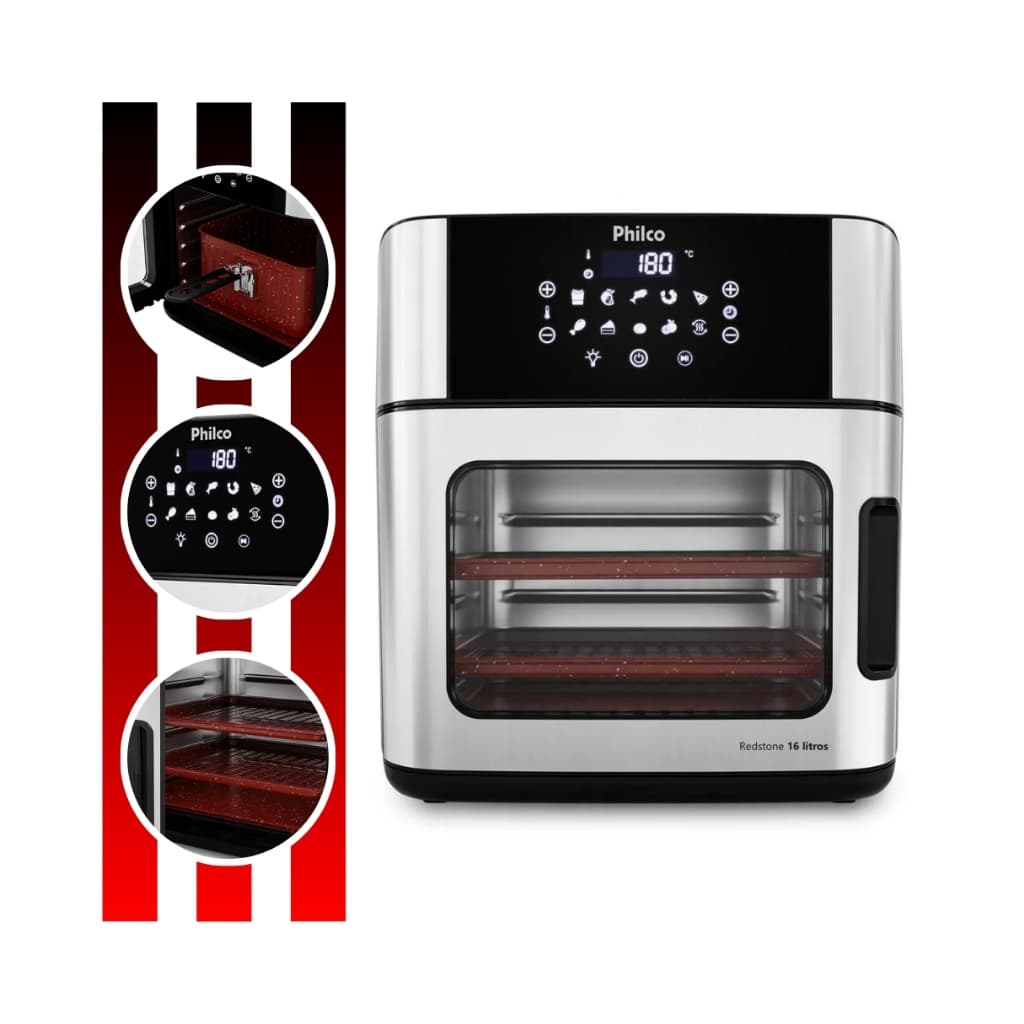 Fritadeira Air Fryer Oven 16 Litros Philco 4 Em 1 com Painel Digital