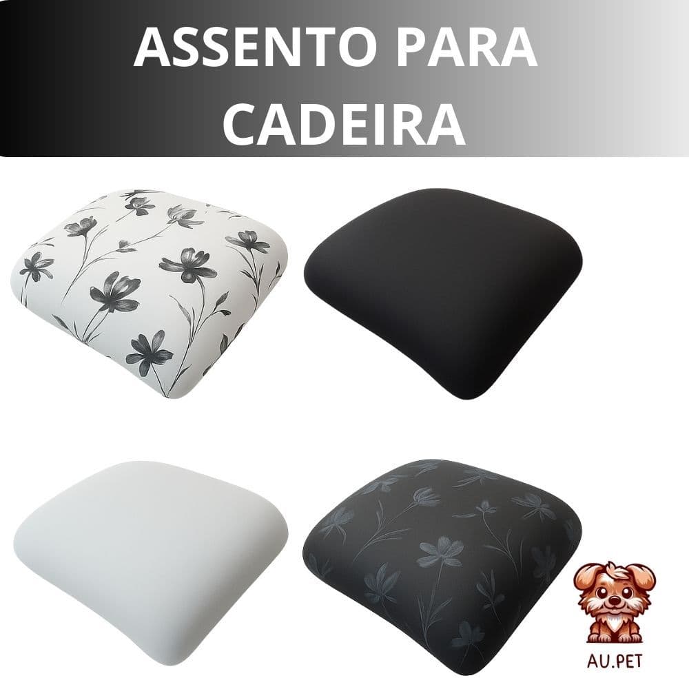 Kit 2, 4 e 6 almofadas para cadeira assento retangular avulso almofadado branco e preto