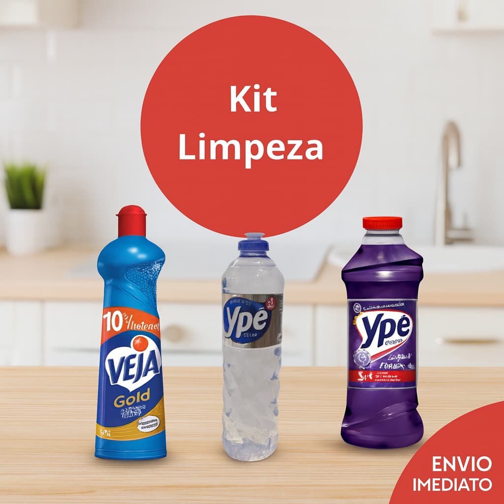 Kit de Limpeza com Veja Multiuso, Ypê Água Sanitária e Ypê Desinfetante