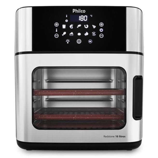 Fritadeira elétrica Philco 16 litros com painel digital, aço inoxidável, fundo branco