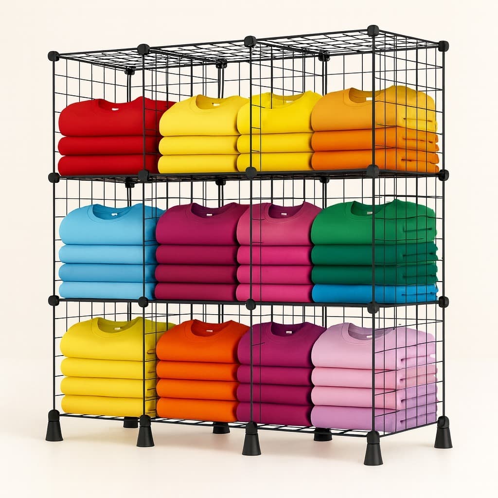 Balcão Estante Expositor Aramada 9 Nichos 30x30 C/ Vidro Em Cima