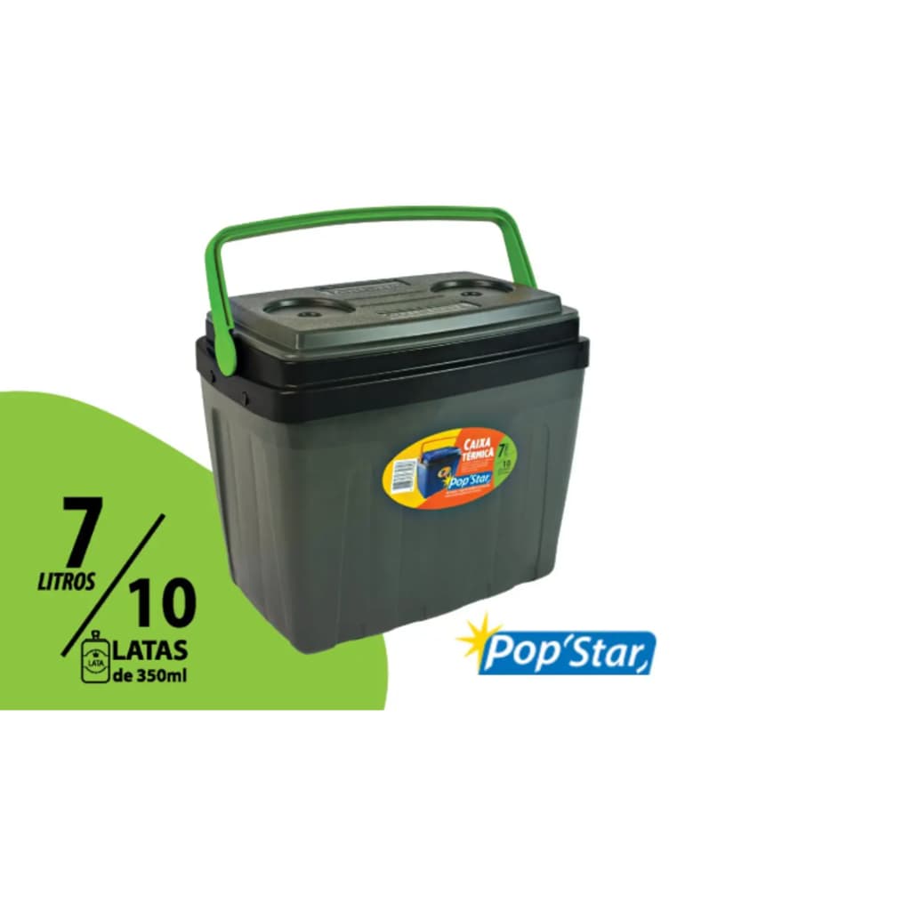 Caixa térmica Cooler  7 Litros ou 10 Latas 350 ml Tampa Porta Objetos e Alça Com Trava