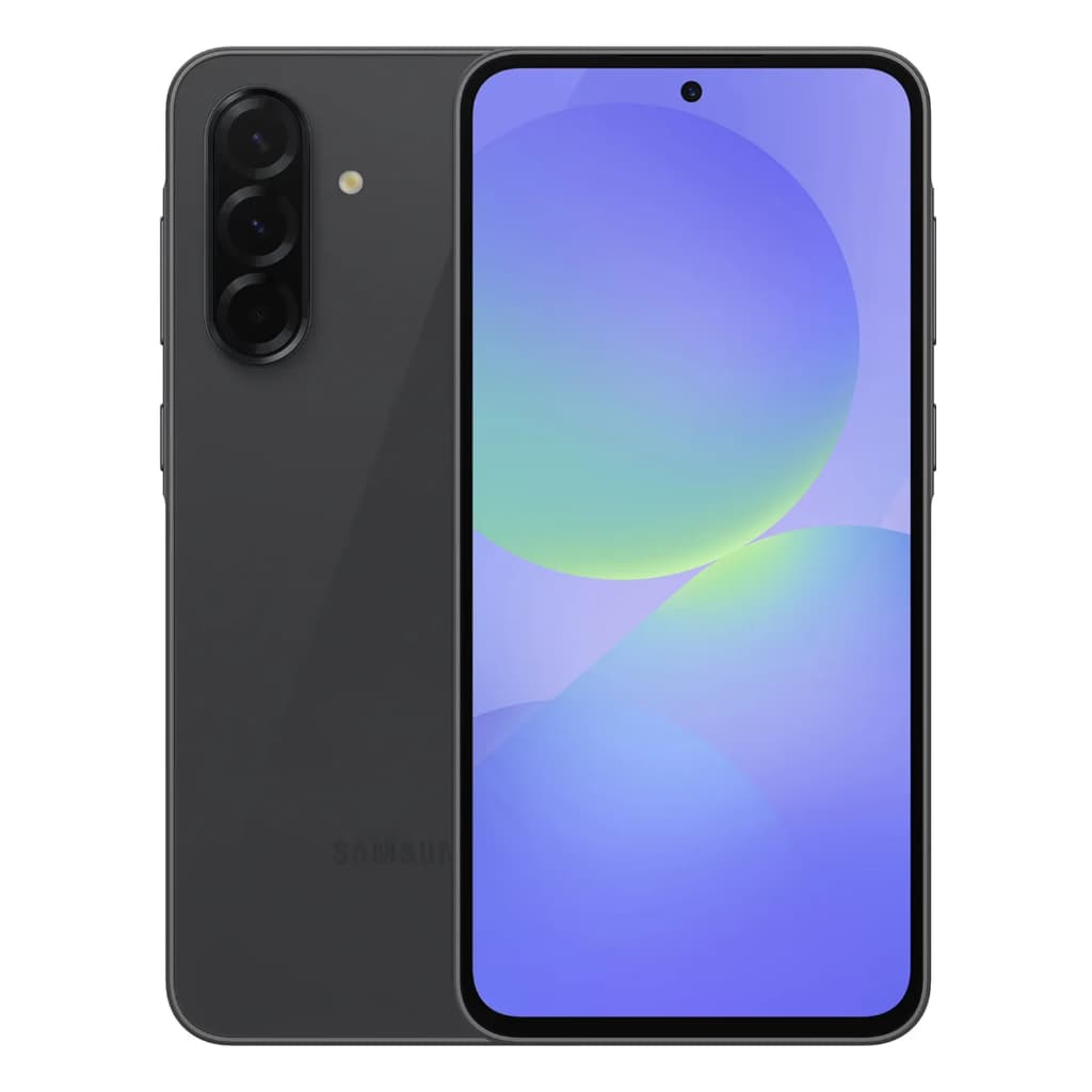 Foto frontal do smartphone Samsung Galaxy A36 5G com câmera tripla e tela Super AMOLED