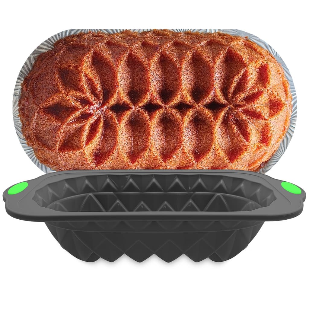 Forma Silicone Assadeira Retangular 3D Bolos Jubilee Tortas Pães Confeiteiro Air Fryer Forno Premium