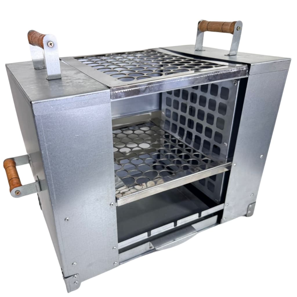 Churrasqueira Ecológica Portatil Grelha Dupla Desmontavel 45x35cm Não faz Fumaça