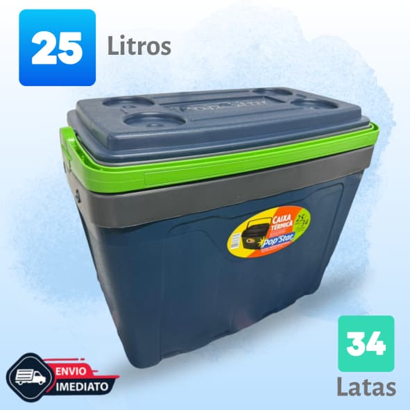 CAIXA TÉRMICA 25 LITROS COOLER POP STAR - 34 LATAS TAMPA PORTA COPOS