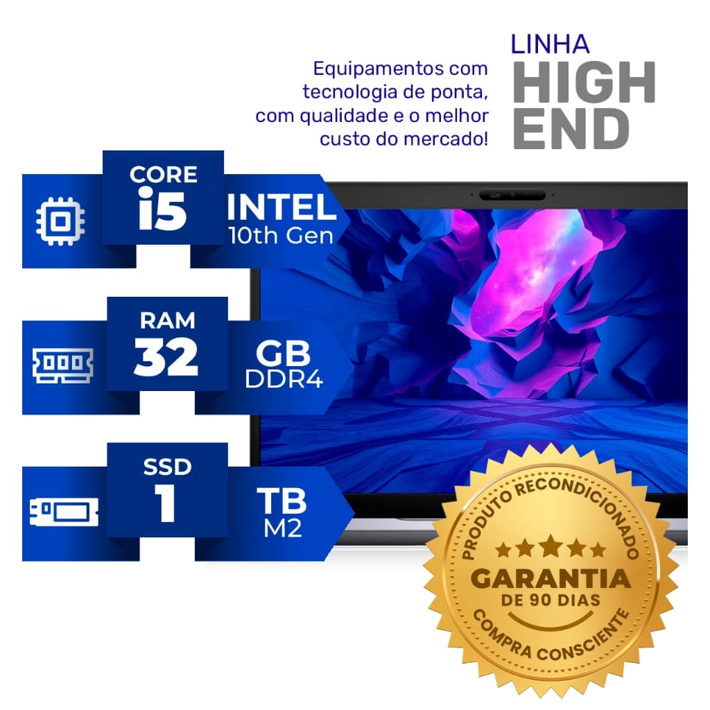 Notebook Dell Core i5 10th 32GB DDR4 1TB SSD M2 Full Hd - High End