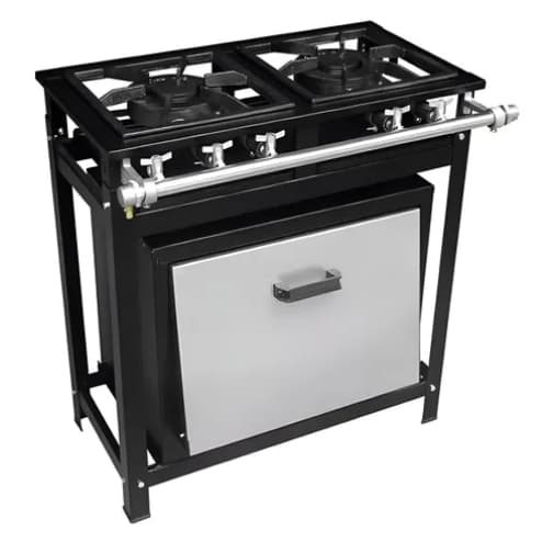 Fogão Industrial 2 Bocas Com Forno 60 L A Gás Tampa Inox