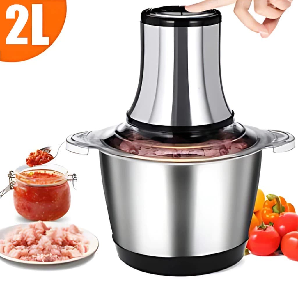 Triturador De Alimentos Carne e Legumes Multiprocessador Elétrico 2 Litros ou 3 Litros com 2 Modos Fácil De Limpar