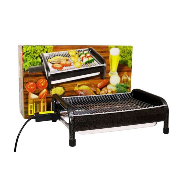 Churrasqueira Elétrica Rizzogrill 2 com alimentos grelhando em fundo branco