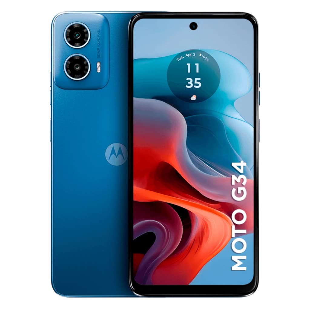 Motorola Moto G34 5G 128GB Azul - Smartphone com câmera tripla e tela multicolorida