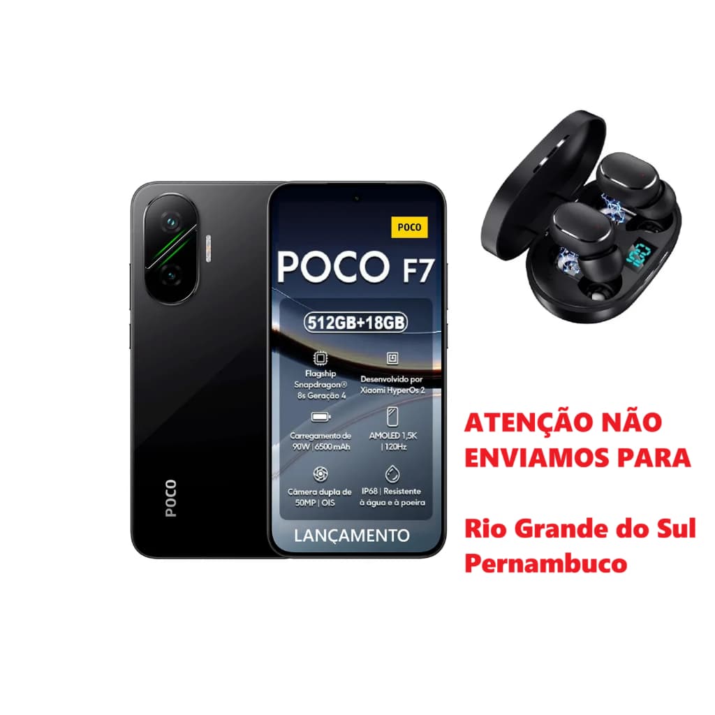 Xiaomi Poco F7  512 GB 12 RAM GLOBAL + BRINDE + NOTA FISCAL NÃO ENVIAMOS PERNAMBUCO E RIO GRANDE DO SUL