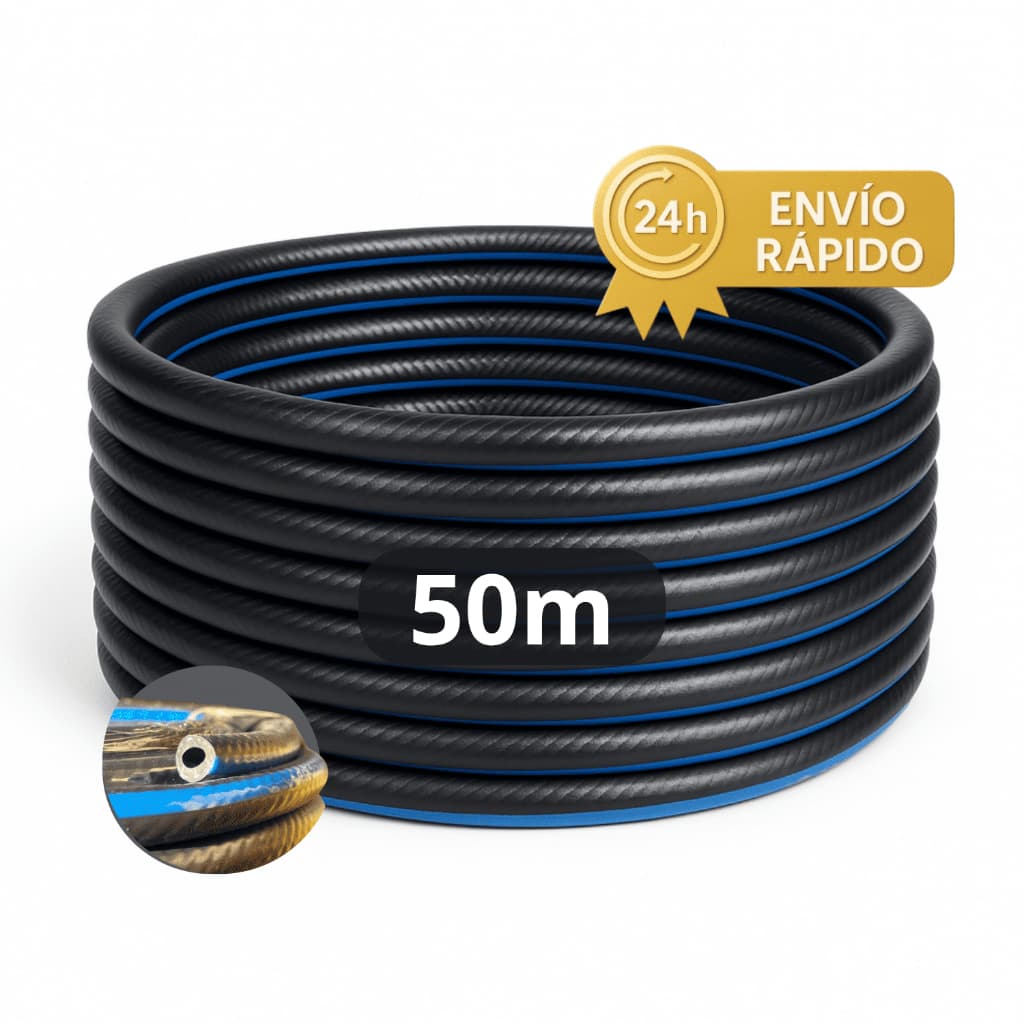 Mangueira pneumática de ar comprimido, 50 metros, preta e azul, rolo, envio rápido